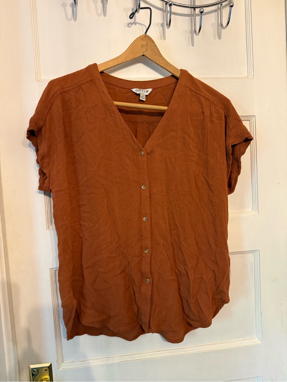 Orvis Women's Rust Orange Short-Sleeve Button-Front Top